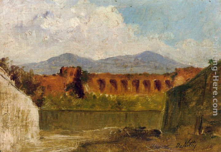 A Roman Aqueduct painting - Giuseppe de Nittis A Roman Aqueduct art painting